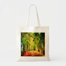 Eukalyptus Tree Lined Avenue Pointillism Art Tragetasche