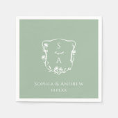 Eukalyptus Trendy Monogram Floral Wappen Wedding Serviette (Vorderseite)