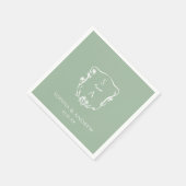 Eukalyptus Trendy Monogram Floral Wappen Wedding Serviette (Ecke)
