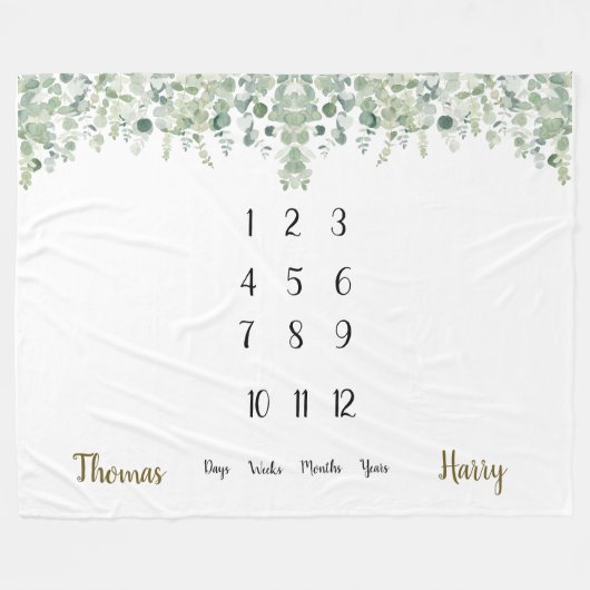 Eukalyptus-Twins-Meilenstein Fleecedecke (Vorderseite (Horizontal))