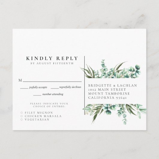 Eukalyptus-UAWG mit rustikaler Vegetation Einladungspostkarte (Rückseite)