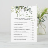 Eukalyptus über oder unter der Brautparty-Spielkar Einladung (Stehend Vorderseite)