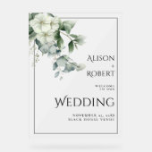 Eukalyptus und Blume lichtdurchlässige HochzeitsWE Acrylschild (Vorderseite)