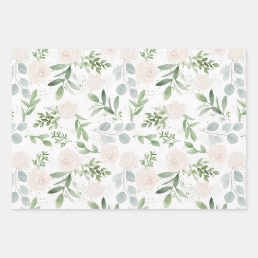 Eukalyptus- und Blush-Papierblätter für Frauen Geschenkpapier Set (Vorderseite)