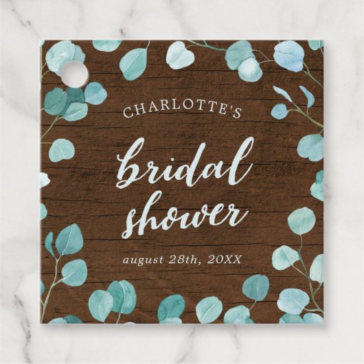 Eukalyptus und Braunwald-Brautparty Geschenkanhänger (Vorderseite)