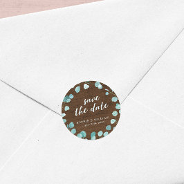 Eukalyptus und Braunwald Save the Date Runder Aufkleber