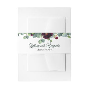 Eukalyptus und Burgund Rote Blume Hochzeit Einladungsbanderole