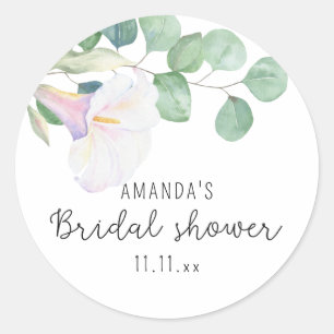 Eukalyptus und Calla-Blüten - Brautdusche  Runder Aufkleber