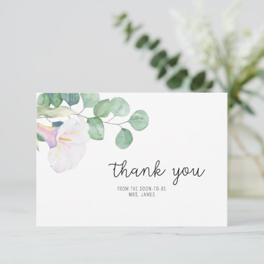 Eukalyptus und calla - Brautparty vielen Dank Karte (Stehend Vorderseite)