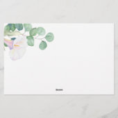 Eukalyptus und calla - Wer bin ich Brautparty Briefpapier (Rückseite)