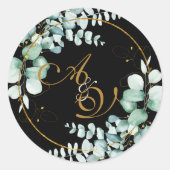 Eukalyptus und Gold auf der personalisierten Hochz Runder Aufkleber (Vorderseite)