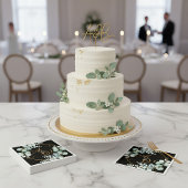 Eukalyptus und Gold auf der personalisierten Hochz Serviette