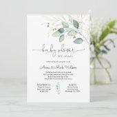 Eukalyptus und Gold Baby Dusche per Mail Einladung (Stehend Vorderseite)