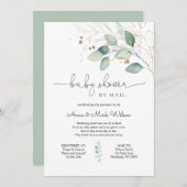 Eukalyptus und Gold Baby Dusche per Mail Einladung (Vorne/Hinten)