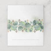 Eukalyptus und Gold Blätter Grüne Elegant Platzkarte (Außenseite Aufgefaltet)