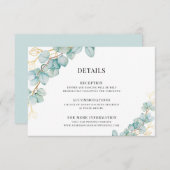 Eukalyptus und Gold Botanicals Hochzeitdetails Begleitkarte (Vorne/Hinten)