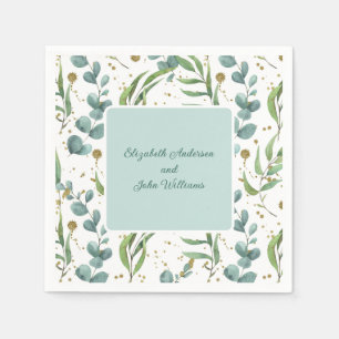 Eukalyptus und Goldcouple Wedding Serviette