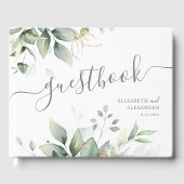 Eukalyptus und goldene Grüne Hochzeit Gästebuch (Vorderseite)