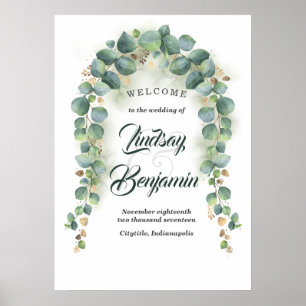 Eukalyptus und Goldgrün Begrüßungszeichen Poster