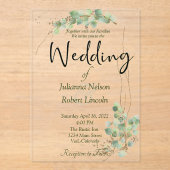 Eukalyptus und Goldhochzeit Acryleinladungen (Vorderseite)