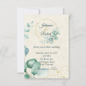 Eukalyptus- und Goldhochzeit Einladung (Vorderseite)