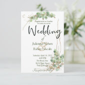 Eukalyptus und Goldhochzeit Einladung (Stehend Vorderseite)