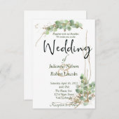 Eukalyptus und Goldhochzeit Einladung (Vorne/Hinten)