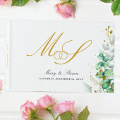 Eukalyptus und Goldmonogramm Gästebuch