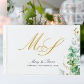 Eukalyptus und Goldmonogramm Gästebuch