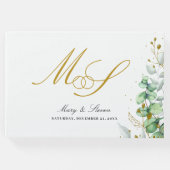 Eukalyptus und Goldmonogramm Gästebuch (Vorderseite)