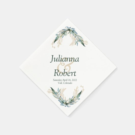 Eukalyptus und Goldnacken Serviette (Ecke)