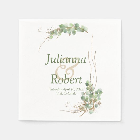 Eukalyptus und Goldnacken Serviette (Vorderseite)