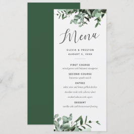 Eukalyptus und Greenery Watercolor Wedding Menu Programm