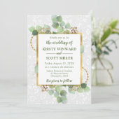 Eukalyptus und Grüne Hochzeit Einladung (Stehend Vorderseite)