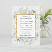 Eukalyptus und Grüne Hochzeit Einladung (Stehend Vorderseite)