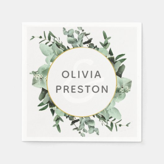 Eukalyptus und Grüne Hochzeit Serviette (Vorderseite)