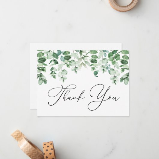 Eukalyptus und Grüne Vielen Dank Note Karte (Vorderseite/Rückseite Beispiel)