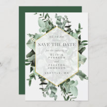 Eukalyptus und Grüne Wasserfarbe Save the Date