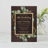 Eukalyptus und Grüne zum Geburtstag Einladung (Stehend Vorderseite)