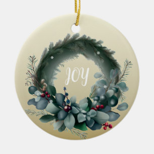 Eukalyptus- und Kiefernzweigkranz Keramik Ornament