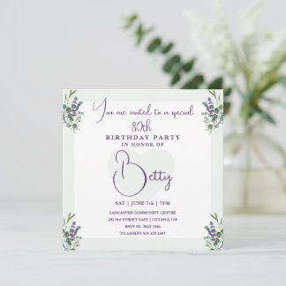 Eukalyptus und Lavender 100. Geburtstag Einladung