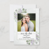 Eukalyptus und Lavender Foto Einfache Hochzeit Save The Date (Vorderseite)