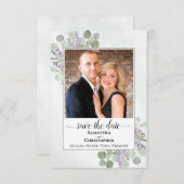 Eukalyptus und Lavender Foto Einfache Hochzeit Save The Date (Vorne/Hinten)