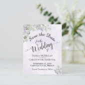 Eukalyptus und Lila Hochzeit mit Lavendel Chic Save The Date (Stehend Vorderseite)