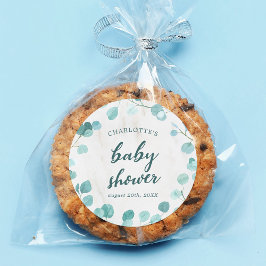 Eukalyptus und Marble Baby Dusche Runder Aufkleber