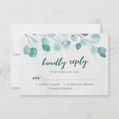 Eukalyptus und Marble Kindly Reply RSVP-Karte RSVP Karte (Vorderseite)