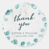 Eukalyptus und Marmor Vielen Dank Runder Aufkleber (Vorderseite)