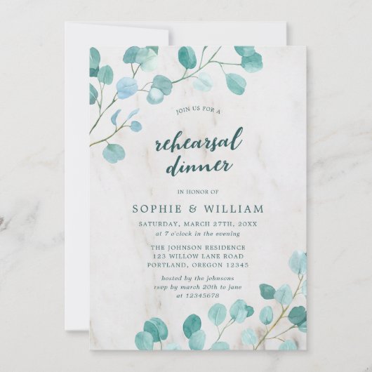 Eukalyptus und Marmorabend Probe Einladung (Vorderseite)