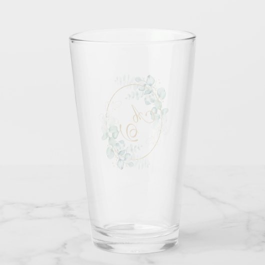 Eukalyptus und personalisierte Hochzeit Glas (Rückseite)