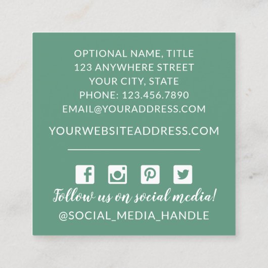 Eukalyptus und Rustikaler Öko Quadratische Visitenkarte (Rückseite)